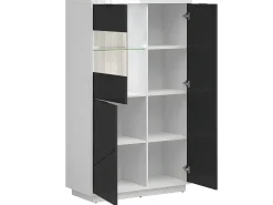 Vitrina de 3 portas Sven Preto e Branco