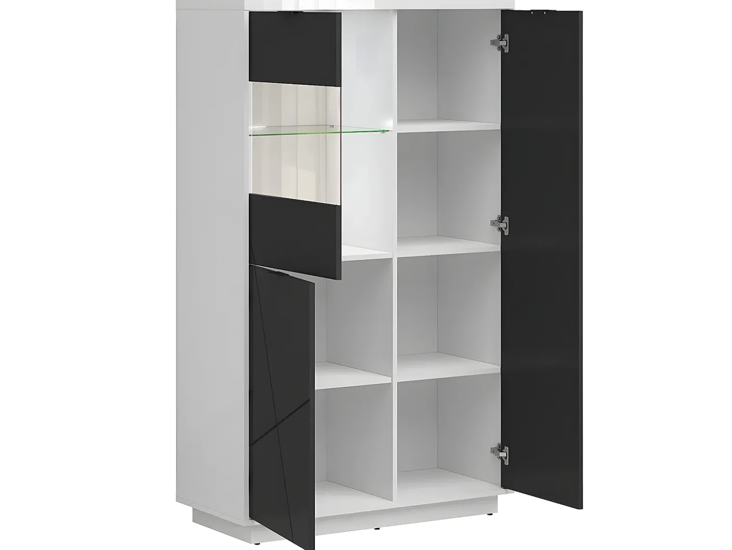 Vitrina de 3 portas Sven Preto e Branco