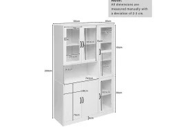 Vitrina de aparador alto 6 portas e 1 compartimento - LEDs - Madeira MDF - Branco - 120 x 40 x 200 cm