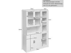 Vitrina de aparador alto 6 portas e 1 compartimento - LEDs - Madeira MDF - Branco - 120 x 40 x 200 cm
