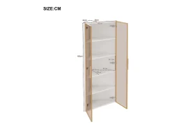 Vitrina de canto 62x35x160 cm - con iluminação LED - 2 portas de vidro temperado - Design de canto - MDF + vidro - Branco