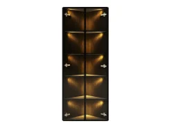 Vitrina de canto 62x35x160cm - con iluminação LED - 2 portas de vidro - Preto