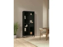 Vitrina Dvastol, Aparador expositor, Vitrina multiusos, Aparador de sala, 89x36 h203 cm, Preto