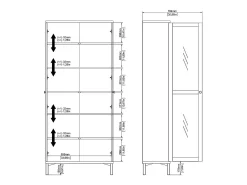 Vitrina Dvastol, Aparador expositor, Vitrina multiusos, Aparador para sala, 89x36 h203 cm, Branco