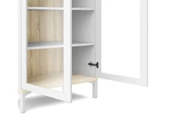 Vitrina Dvecchi, Aparador expositor, Vitrina multiusos, Aparador sala, 89x36 h203 cm, Branco e Carvalho