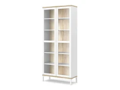 Vitrina Dvecchi, Aparador expositor, Vitrina multiusos, Aparador sala, 89x36 h203 cm, Branco e Carvalho