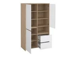 Vitrina Dvecin, Aparador expositor, Vitrina multiusos, Aparador sala, 100x48 h170 cm, Carvalho e Branco