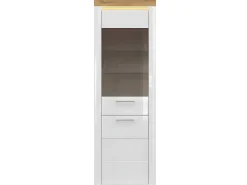 Vitrina LED de 2 portas Nara Branco e Madeira