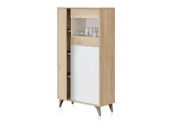 Vitrina Lira Blanco Artik (Blanco Mate) - Roble Canadian