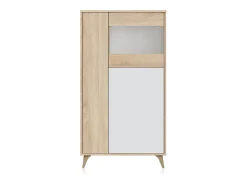 Vitrina Lira Blanco Artik (Blanco Mate) - Roble Canadian