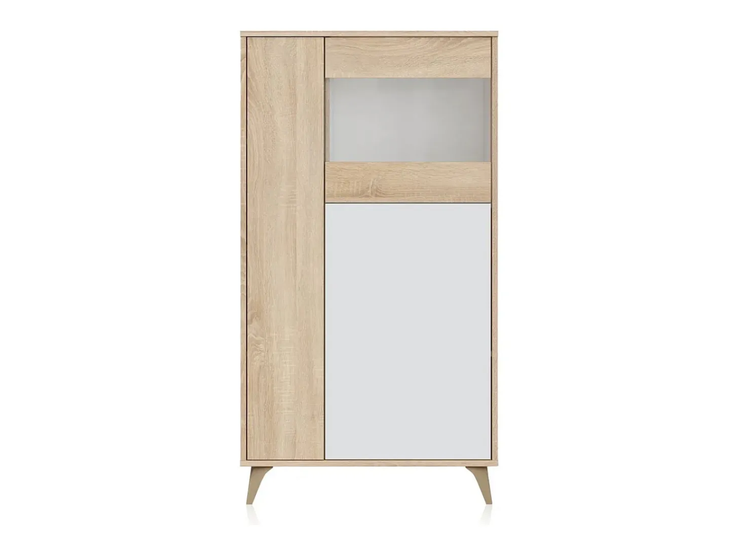 Vitrina Lira Blanco Artik (Blanco Mate) - Roble Canadian