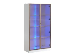 Vitrina moderna com luzes LED em 16 cores - H 160 cm - 2 portas com prateleiras removíveis - Transparente
