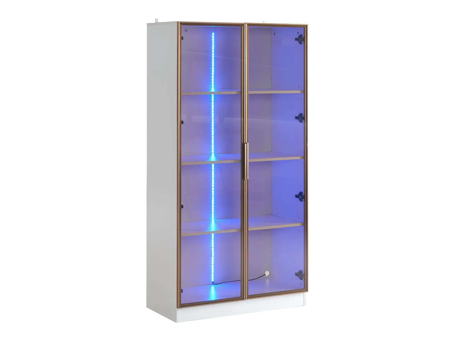 Vitrina moderna com luzes LED em 16 cores - H 160 cm - 2 portas com prateleiras removíveis - Transparente