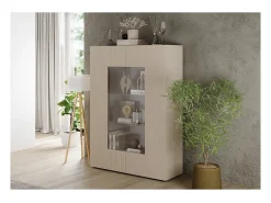 Vitrina SCENA – L121 x A166 x P42 cm – 2 portas – Cor Caxemira