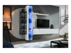 vitrina suspensa branca com 1 porta de vidro e iluminação LED inclusa. Coleção SWITCH.