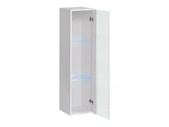 Vitrina suspensa branca pequena com 1 porta de vidro e iluminação LED inclusa. Coleção SWITCH.