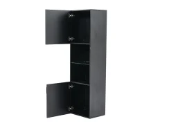 Vitrina 45x35x160 cm - com 2 portas - com iluminação LED - 1 prateleira de vidro - Preto