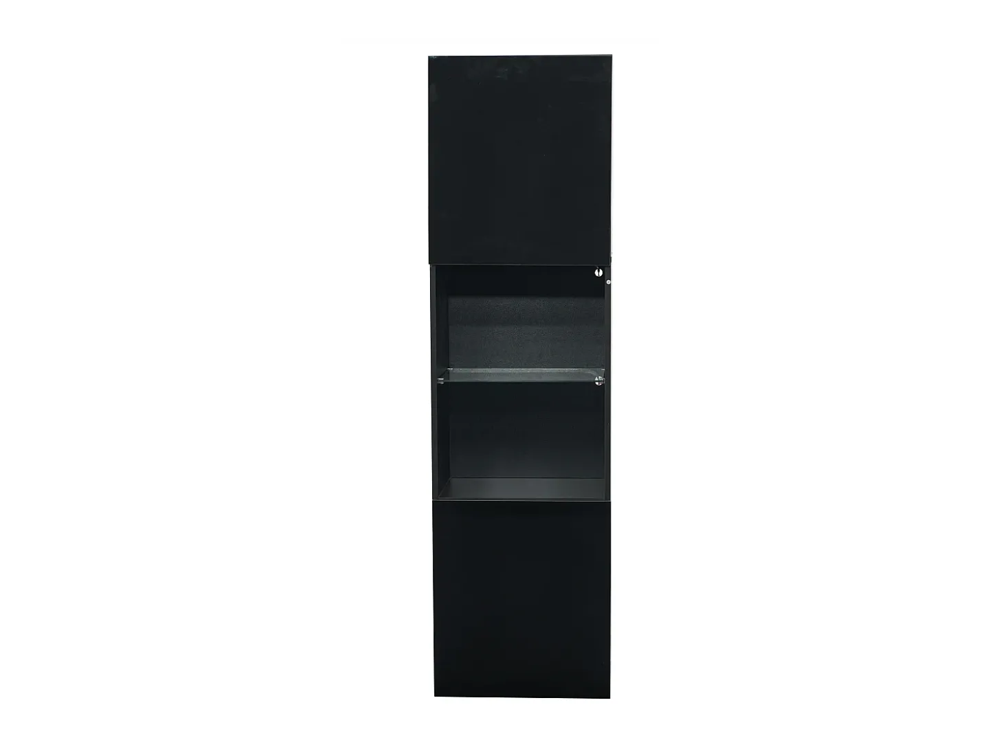 Vitrina 45x35x160 cm - com 2 portas - com iluminação LED - 1 prateleira de vidro - Preto