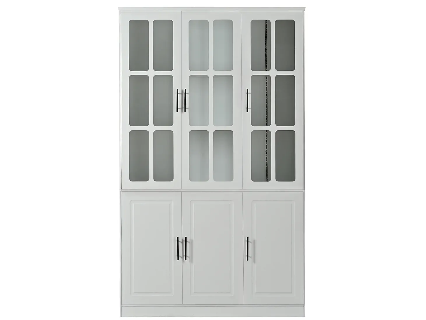 Vitrina 121,5x41x200 cm - con iluminação LED - 6 portas - prateleiras ajustáveis - MDF - branco