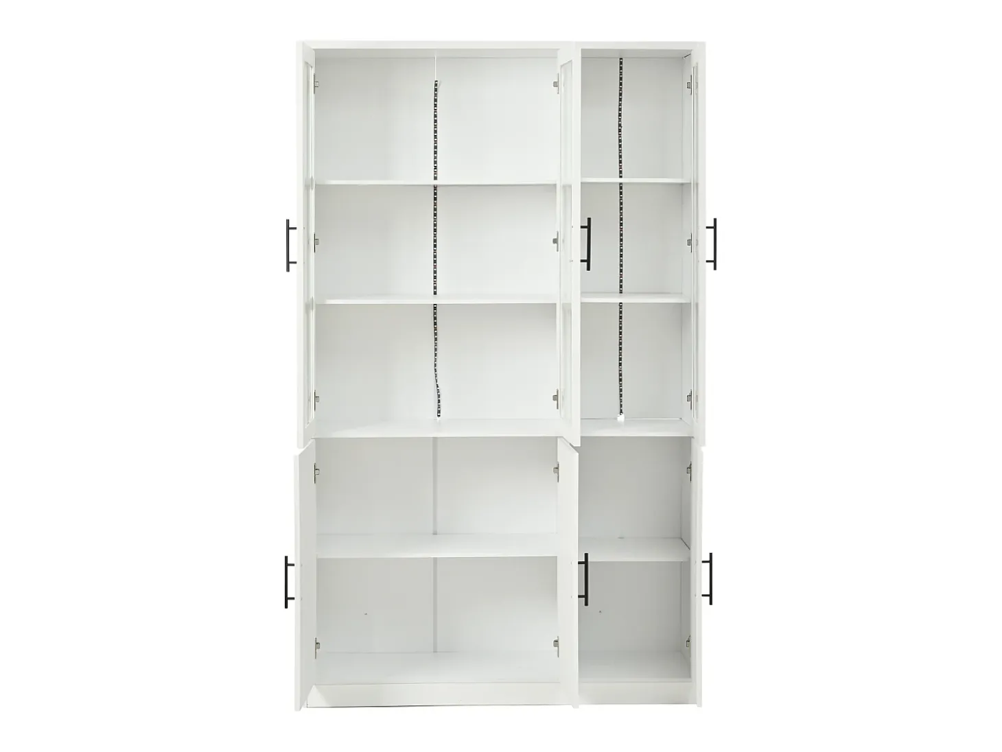 Vitrina 121,5x41x200 cm - con iluminação LED - 6 portas - prateleiras ajustáveis - MDF - branco