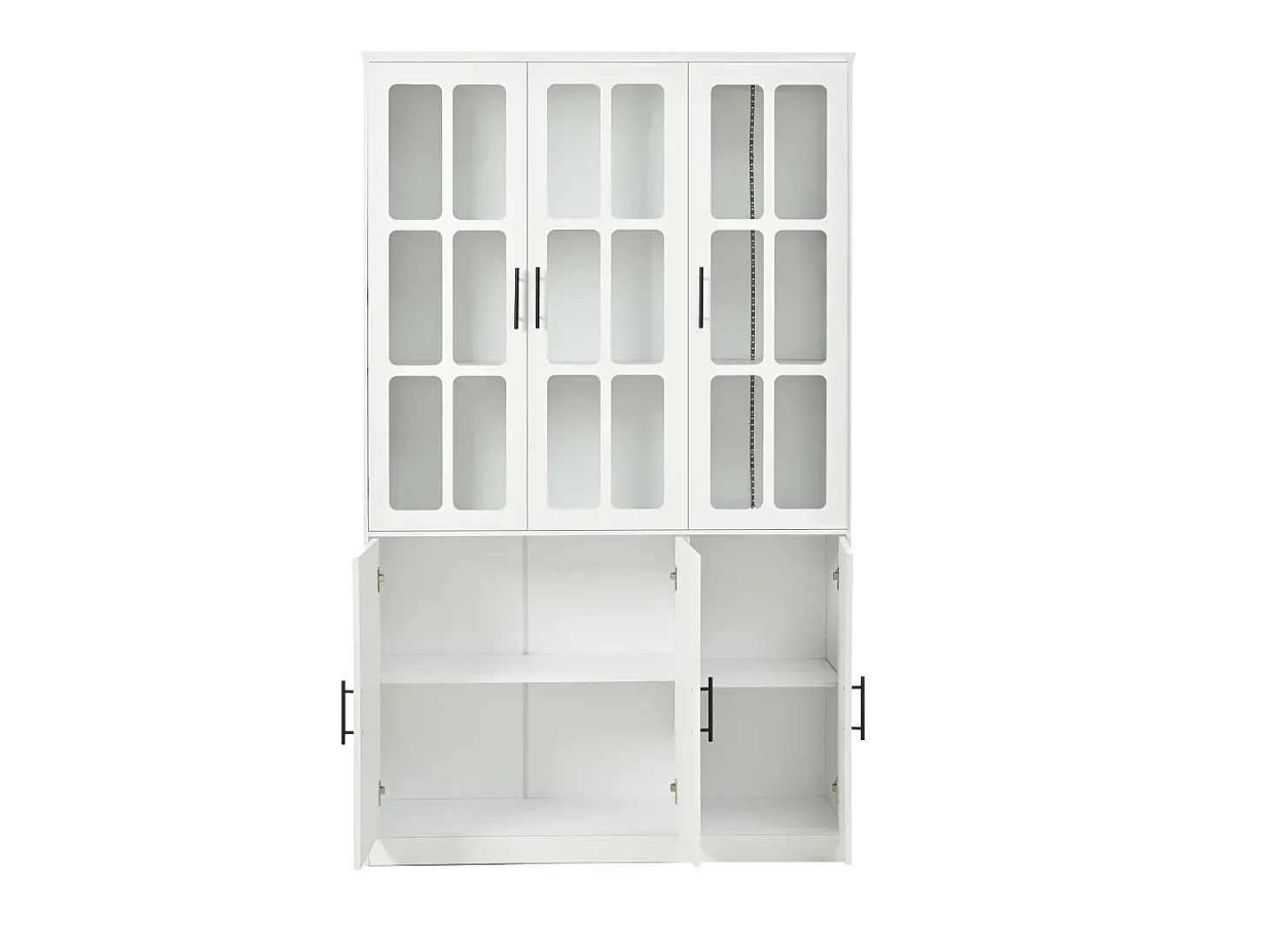 Vitrina 121,5x41x200 cm - con iluminação LED - 6 portas - prateleiras ajustáveis - MDF - branco