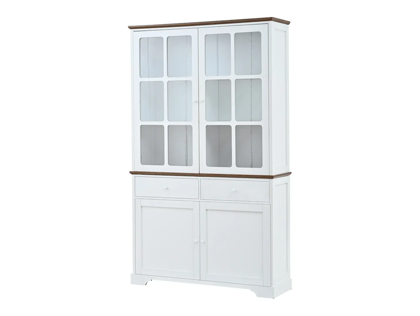 Vitrina 120x36,5x200 cm - con iluminação LED - 2 gavetas e 4 portas - MDF - Branco
