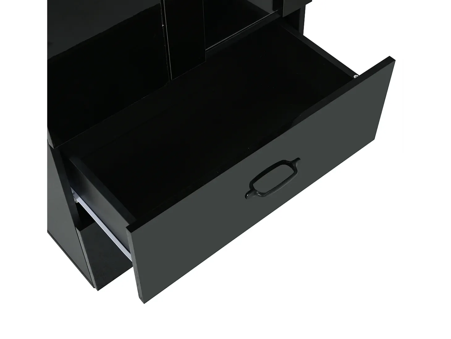Vitrina 60x35x182 cm con iluminação LED - 2 portas e 2 gavetas - Portas de vidro - Painéis de partículas - Preto