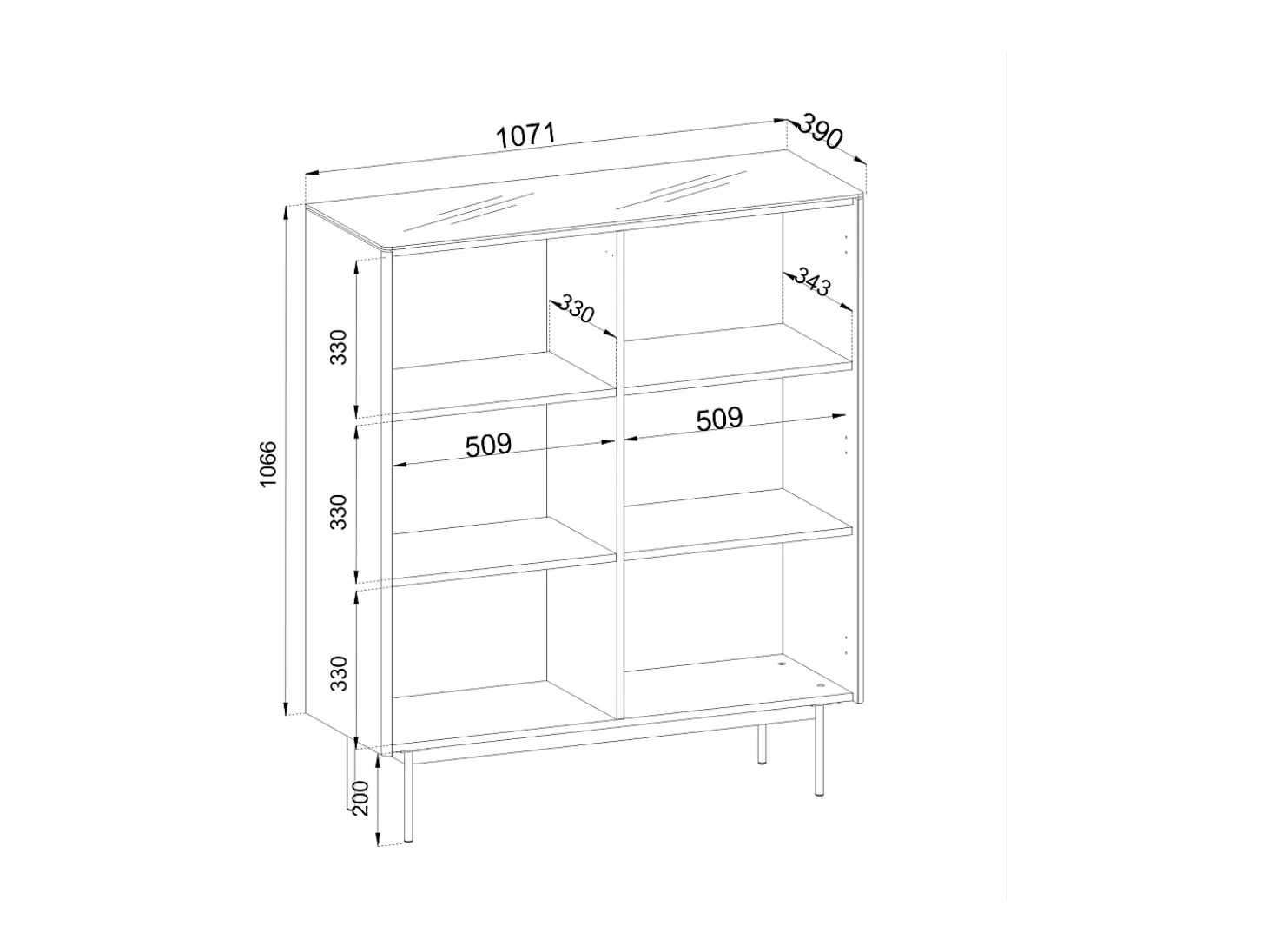 Vitrine : Carvalho Vicenza, 107 x 126 x 39 cm