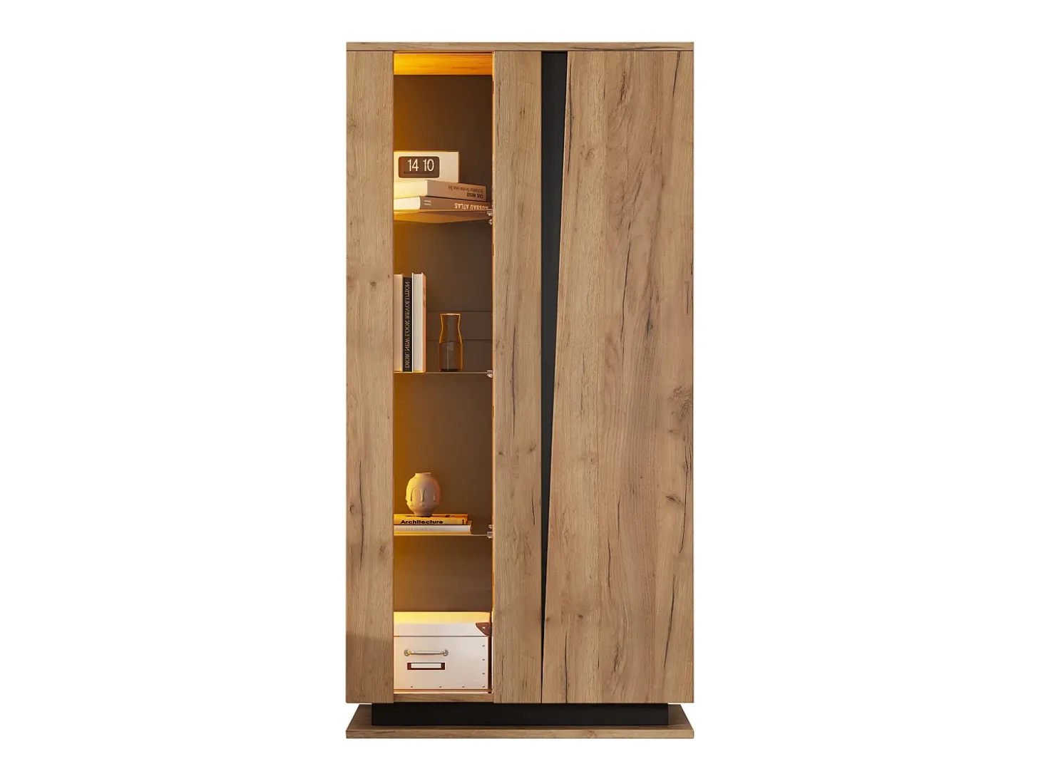 Vitrine 80×35×160 cm - com 2 portas - iluminação LED - portas de acrílico - painel de partículas - natural