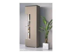 Vitrine 1 porta coleção NESS – Acabamento Congo & Antracite – 10 nichos de armazenamento – Sem LED