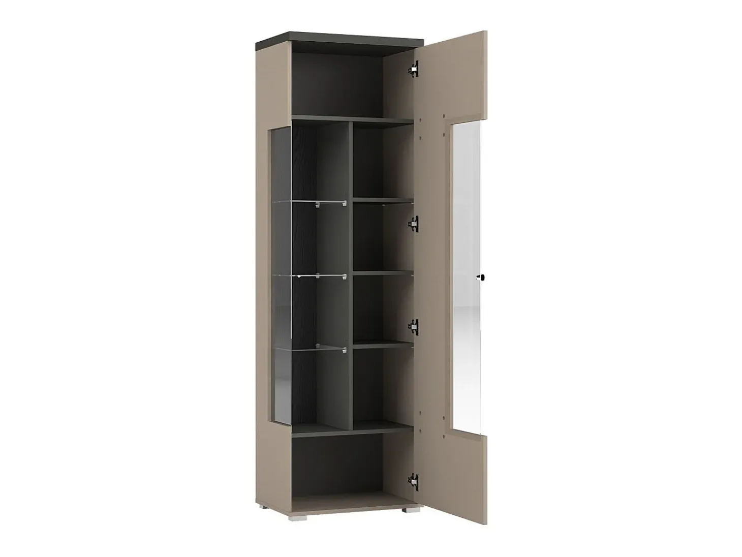 Vitrine 1 porta coleção NESS – Acabamento Congo & Antracite – 10 nichos de armazenamento – Sem LED