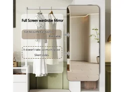 Vitrine 1 porta de vidro 6 em 1 - com LED, Espelho, móvel de sapatos de abater, penteadeira, 2 gavetas - 163x35x161cm
