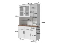 Vitrine A 190 cm - 5 portas 1 gaveta 3 compartimentos - aglomerado - Branco