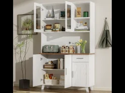 Vitrine A 190 cm - 5 portas 1 gaveta 3 compartimentos - aglomerado - Branco