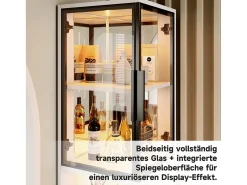 Vitrine alta - 42 x 44 x 205 cm - com LEDs + porta de vidro + painel traseiro espelhado - aglomerado - branca
