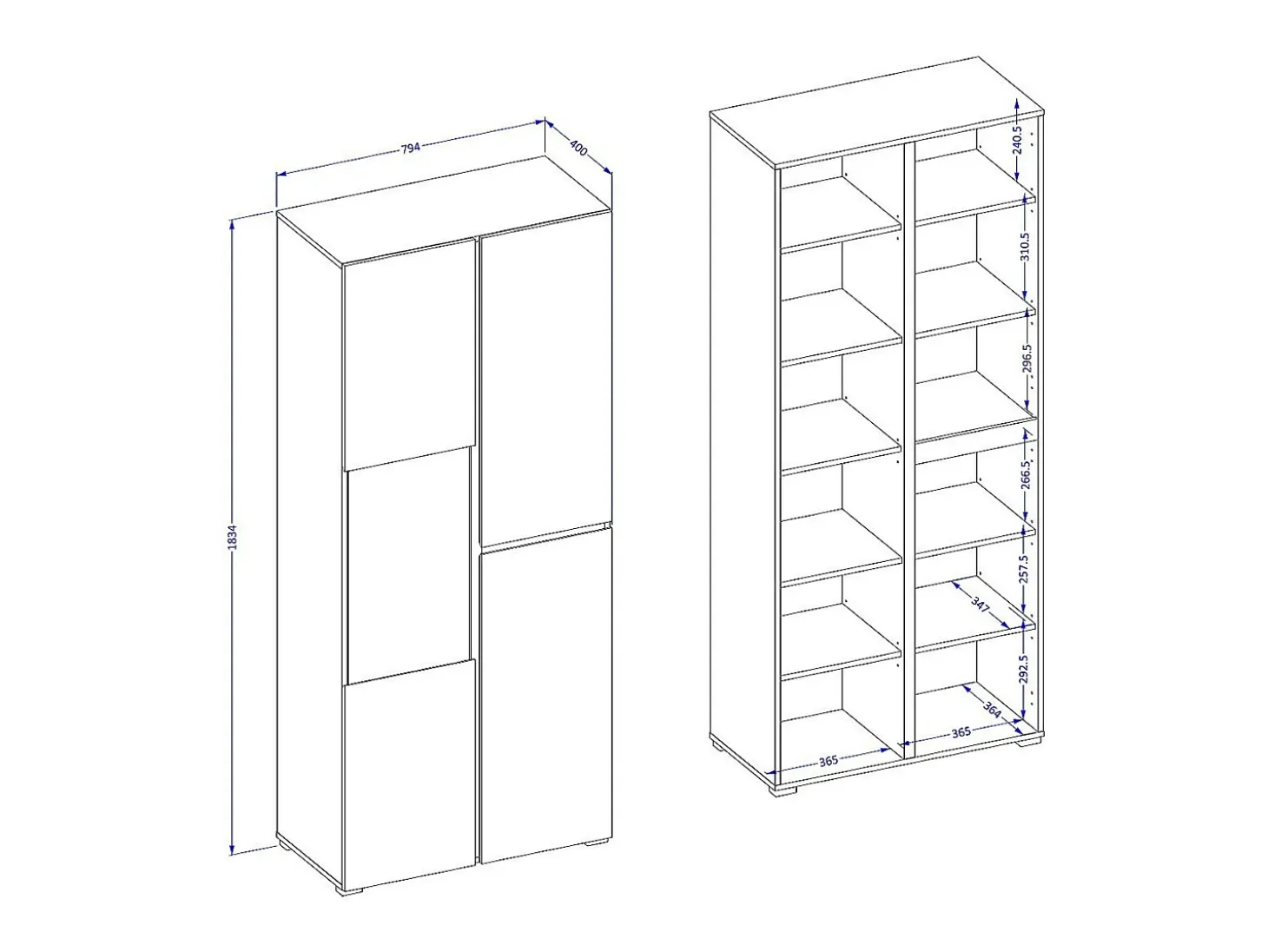 Vitrine alta 2 portas coleção HAVANA com LED integrado. Cor carvalho e preto.