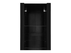 Vitrine alta com 3 prateleiras de vidro, corpo em MDF lacado preto, LED incluído - 55x38x166cm