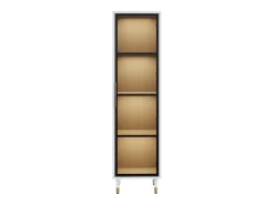 Vitrine alta de vidro - 40 x 40 x 170 cm - com portas + LEDs + prateleiras - aglomerado - branca