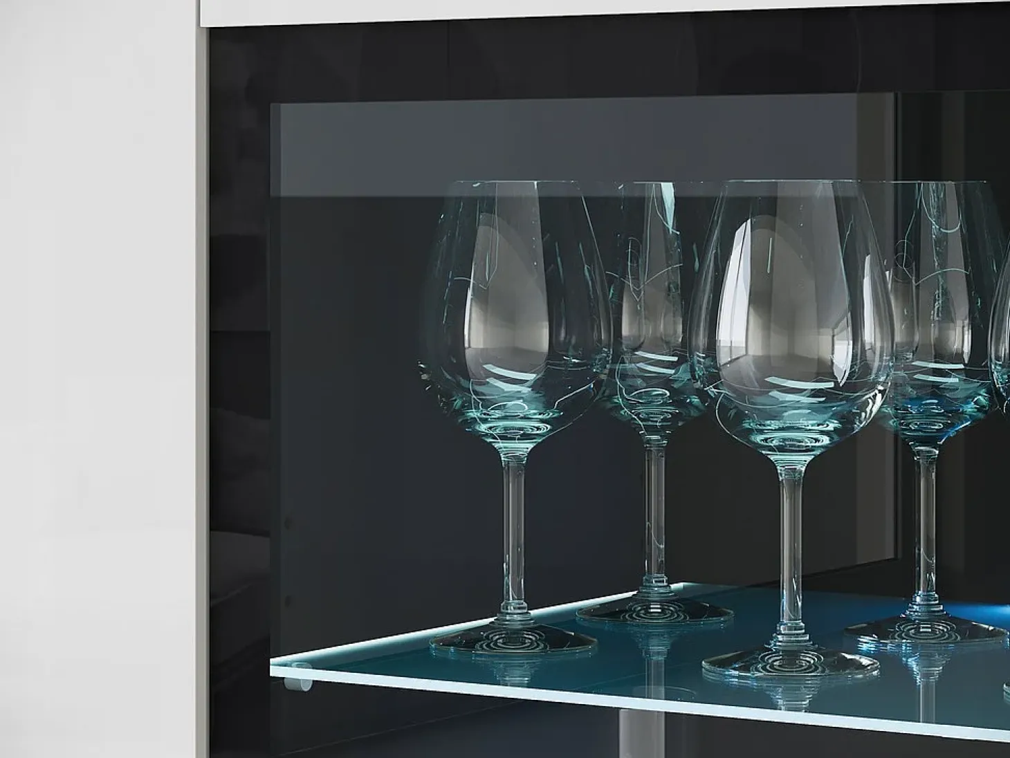 Vitrine alta moderna 120 cm para sala 3 portas corpo matera mate e frentes branco brilho