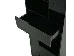 Vitrine alto brilho 55x38x170 cm - 1 gaveta e 4 portas - com iluminação LED - Preto