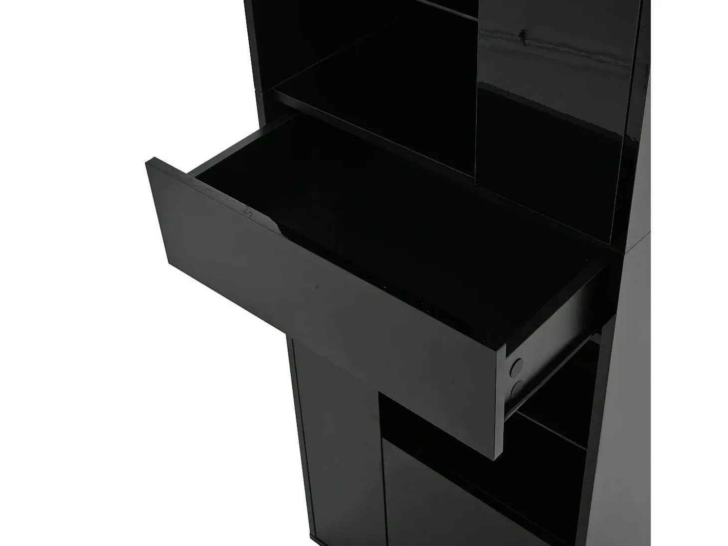 Vitrine alto brilho 55x38x170 cm - 1 gaveta e 4 portas - com iluminação LED - Preto