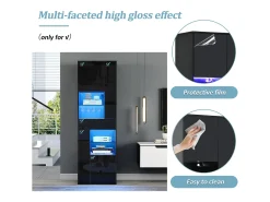 Vitrine alto brilho 55x38x170 cm - 1 gaveta e 4 portas - com iluminação LED - Preto