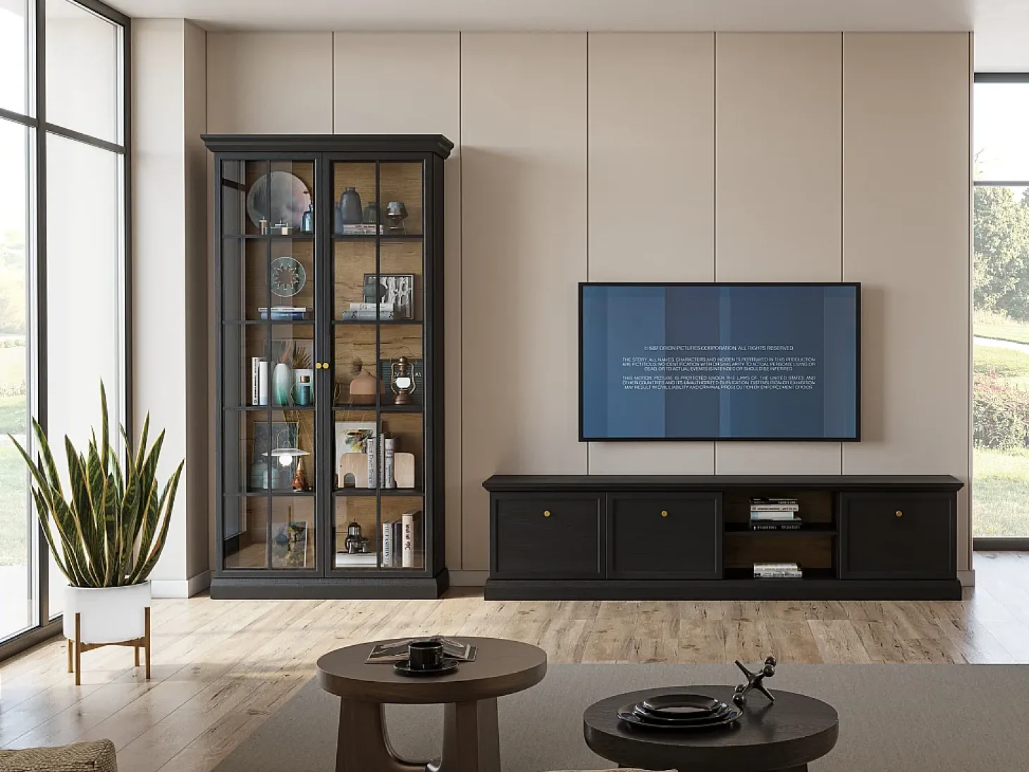 Vitrine AMBIHOME ARON 01 - Preto, C102,5xA200xP40,5cm