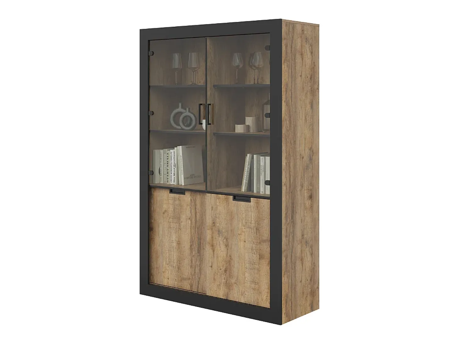 Vitrine AMBIHOME DAVOR - Carvalho/Preto, C120xA187xP45cm