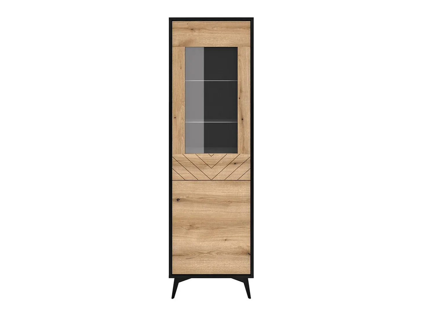 Vitrine AMBIHOME JESS - Preto/Carvalho, C54xP39xA178cm