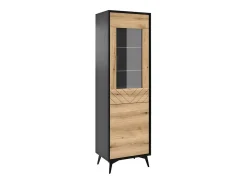 Vitrine AMBIHOME JESS - Preto/Carvalho, C54xP39xA178cm