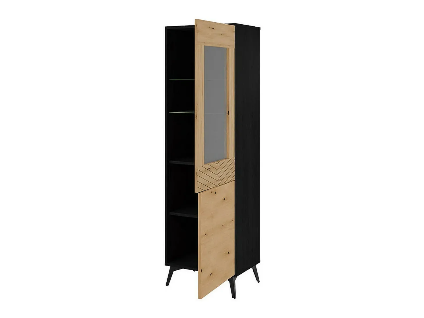 Vitrine AMBIHOME JESS - Preto/Carvalho, C54xP39xA178cm