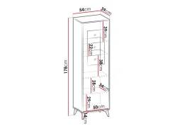 Vitrine AMBIHOME JESS - Preto/Carvalho, C54xP39xA178cm