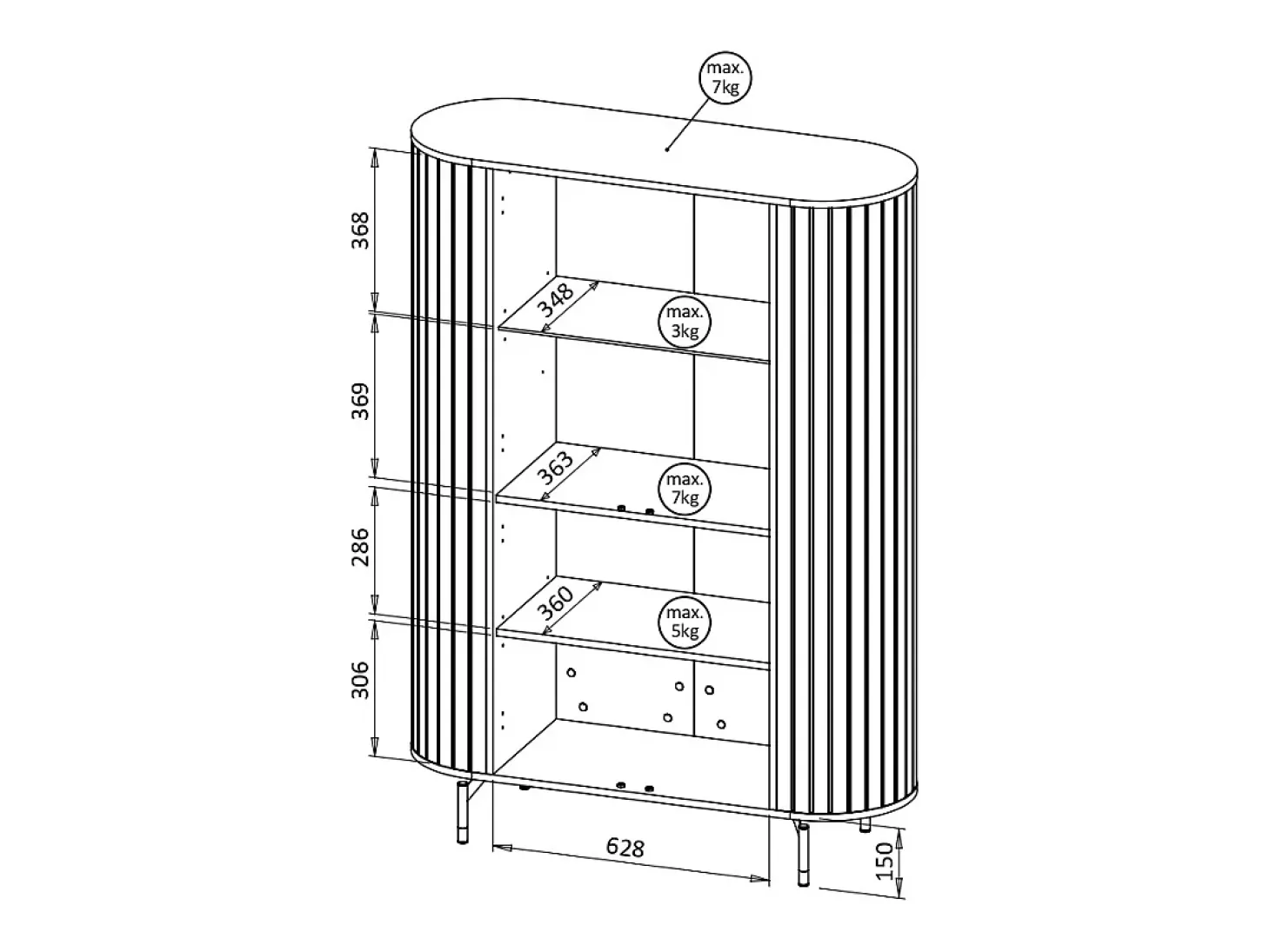Vitrine AMBIHOME ZANE 01 - Preto, C112xP40xA155cm