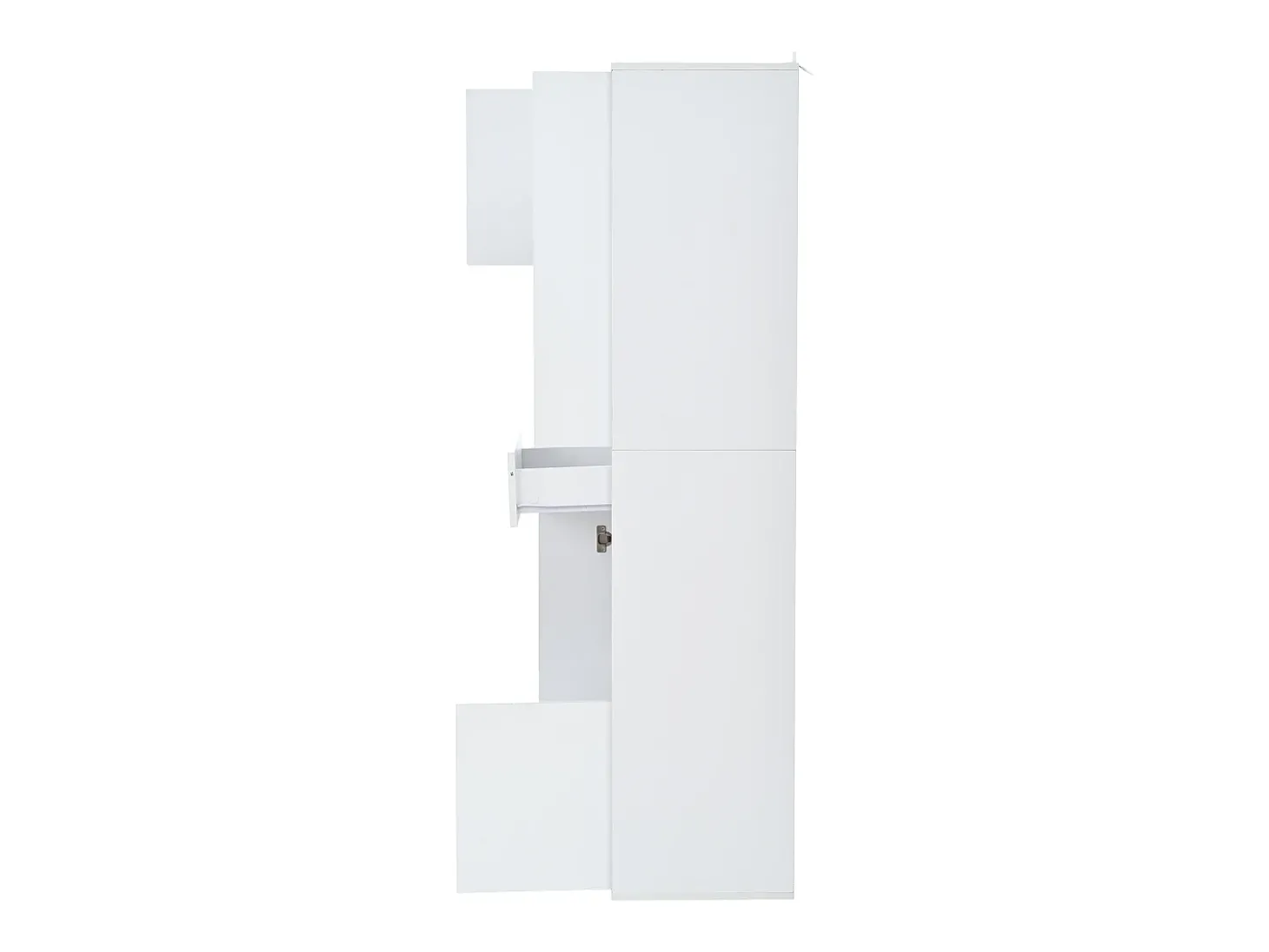 Vitrine branca com 1 gaveta, 4 portas e iluminação LED, prateleiras em vidro, 55x38x170 cm